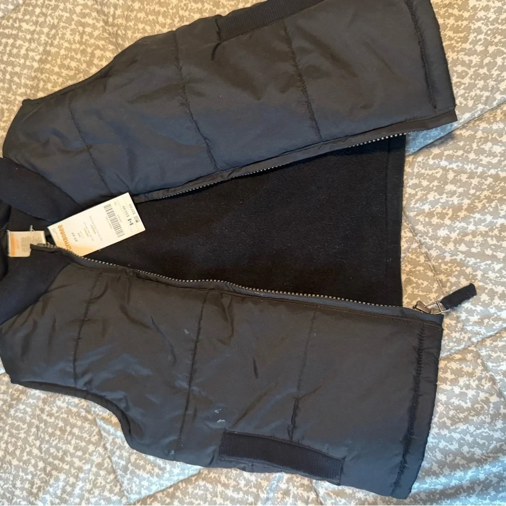 Kids Gymboree Black Puffer Vest with Striped Hoodie long Sleeve